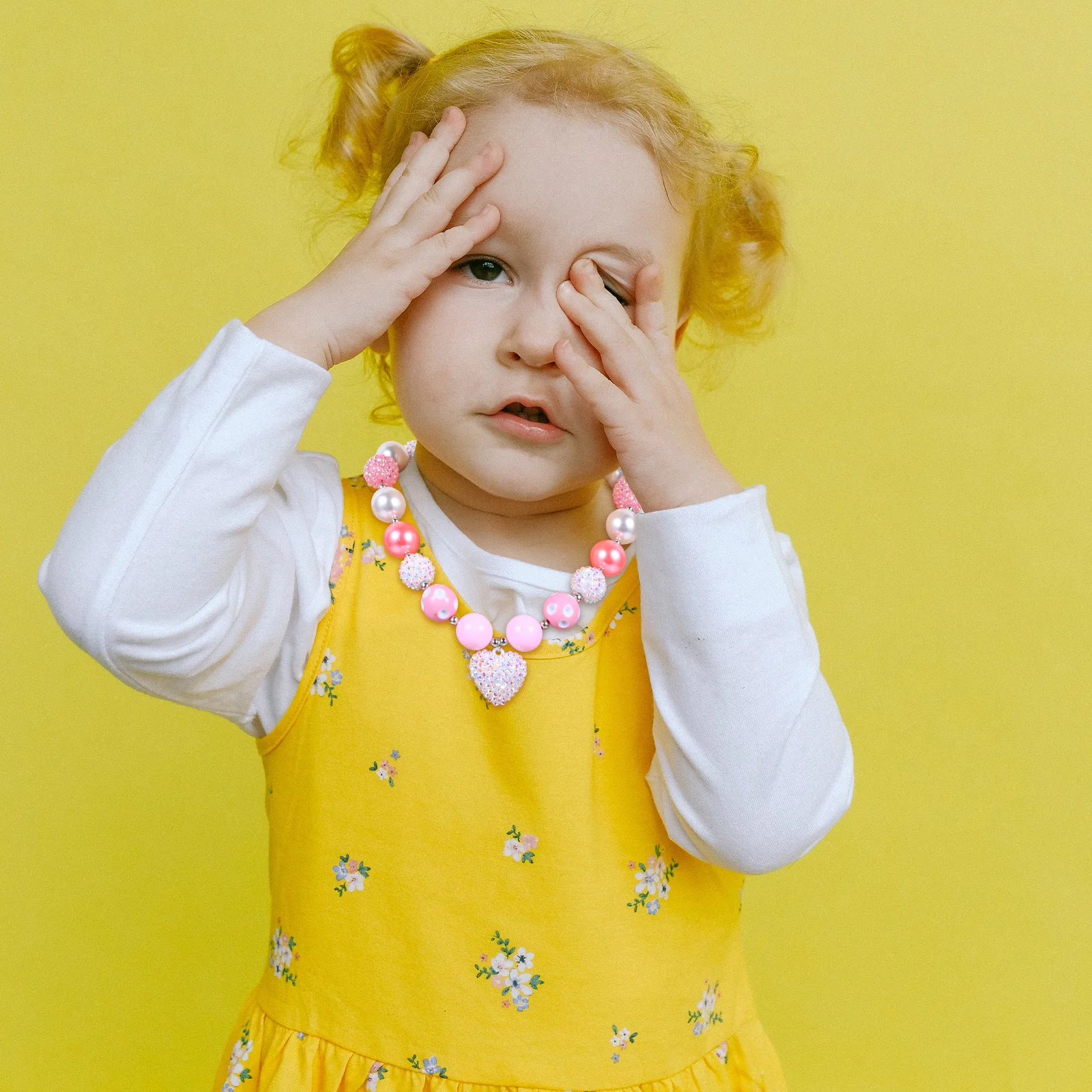 1 قطعة قلادة الخرز سلسلة ملونة للأطفال الوردي الأبيض القلب قلادة الفتيات هدية عيد ميلاد مجوهرات الاطفال قلادة #4