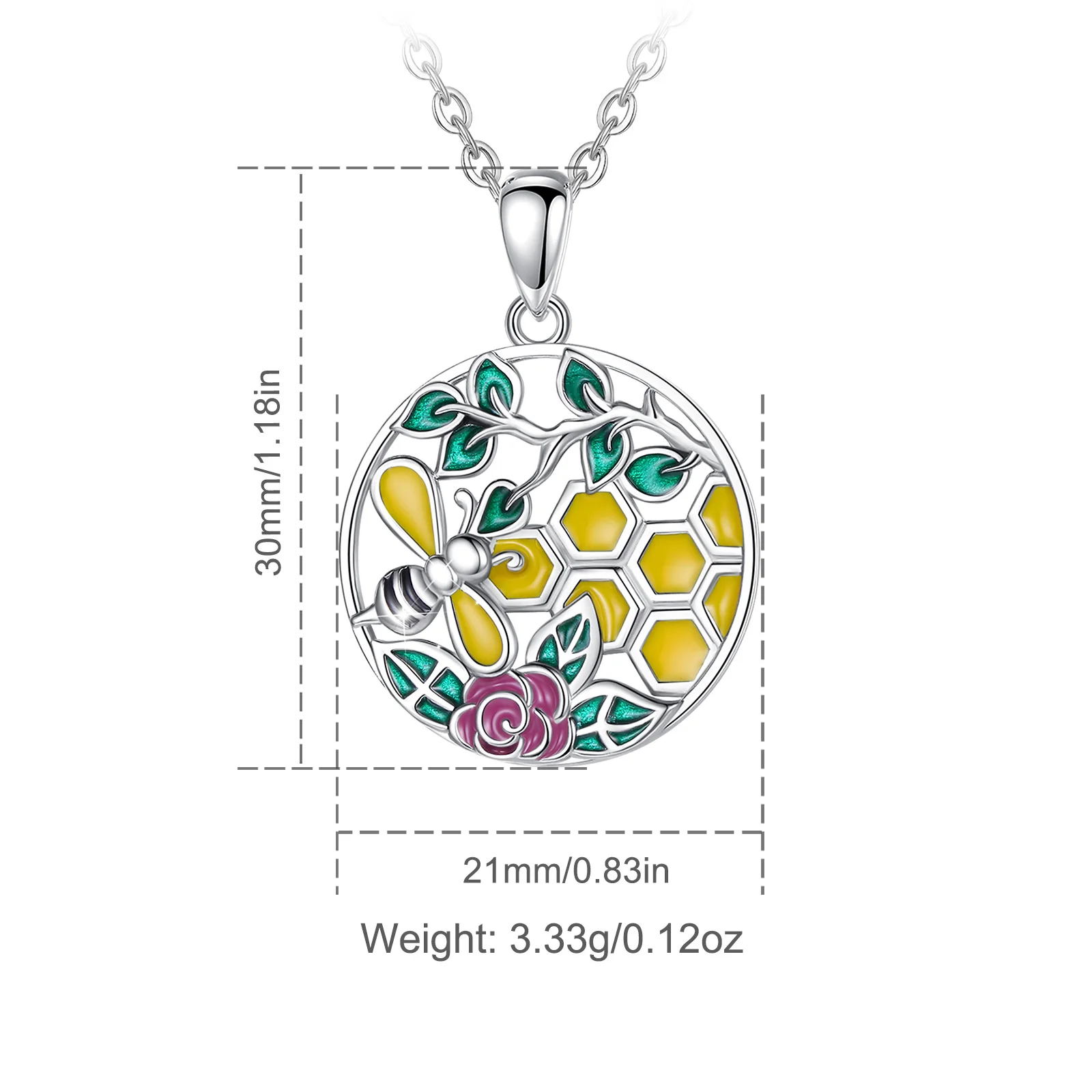 Eudora 925 Sterling Silver Bee Necklace Beautifully Colorful Enamel Hive Pendant Woman Fashion Jewelry Banquet Birthday Gift