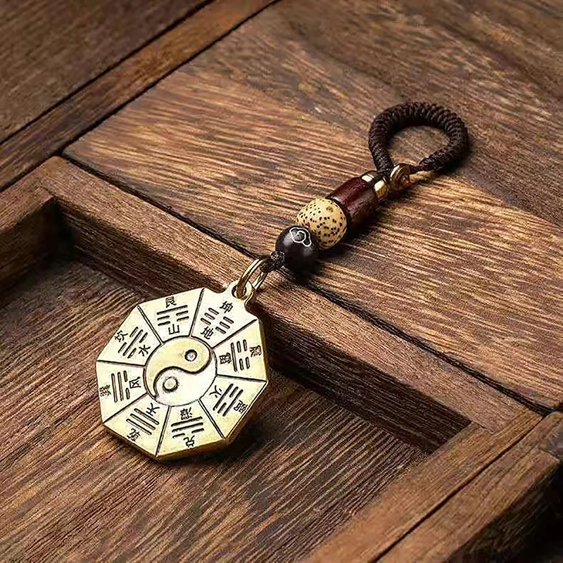 New Vintage Brass Tibetan Buddhism Mantra- Bell Keychains Lanyard Pendants Handmade Rope Car Key Chain Rings Hanging Jewelry