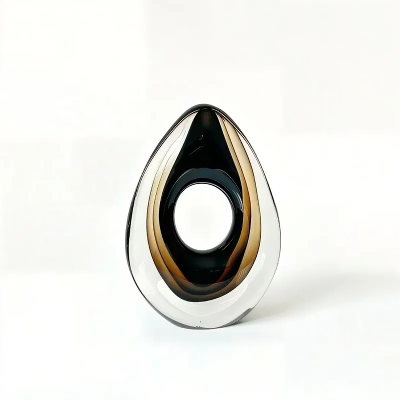 Modern Light Luxury Heart Shaped Glass Vase Zibo Glazed Art Decor for Living Room Dining Table Entrance Countertop Display