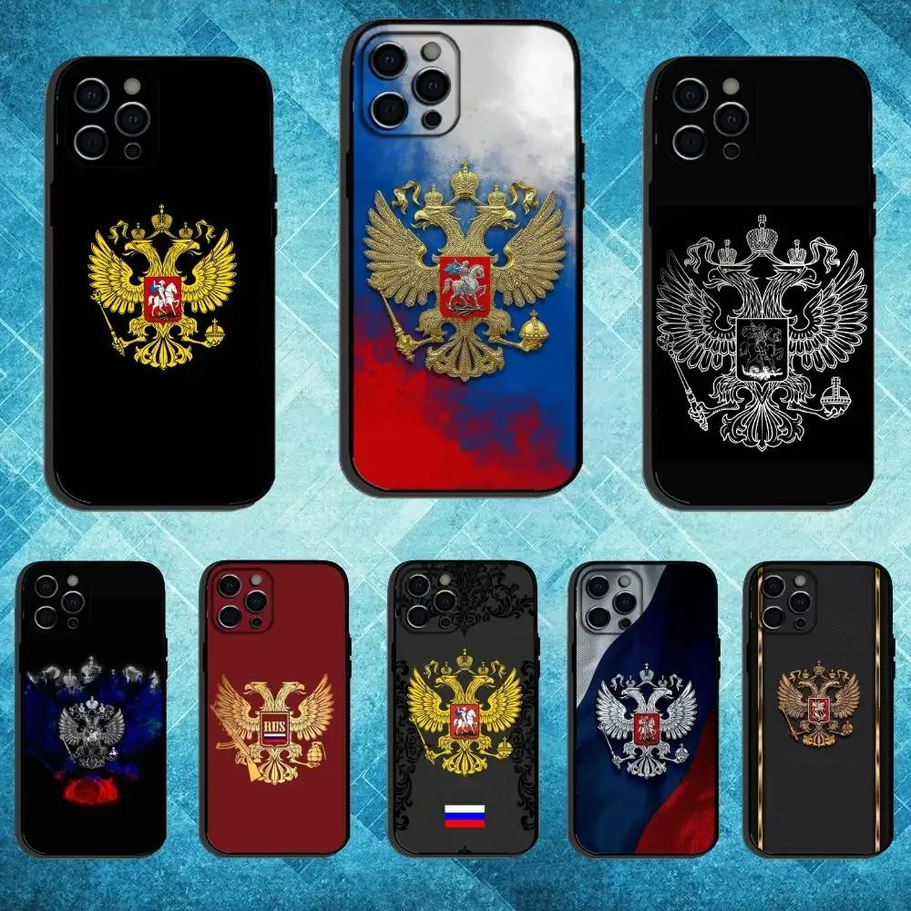 

Russia Flag Phone Case For iPhone17,16,15,14,13,12,11 Plus,Pro Max Soft Black Cover