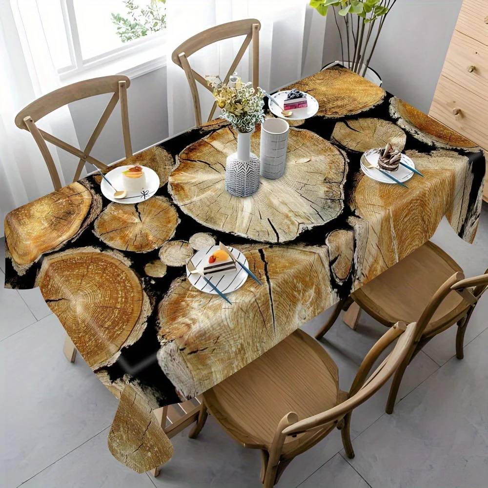 1 piece of Halloween wood-grain pattern printed decorative tablecloth, washable, suitable for home kitchenzyc
