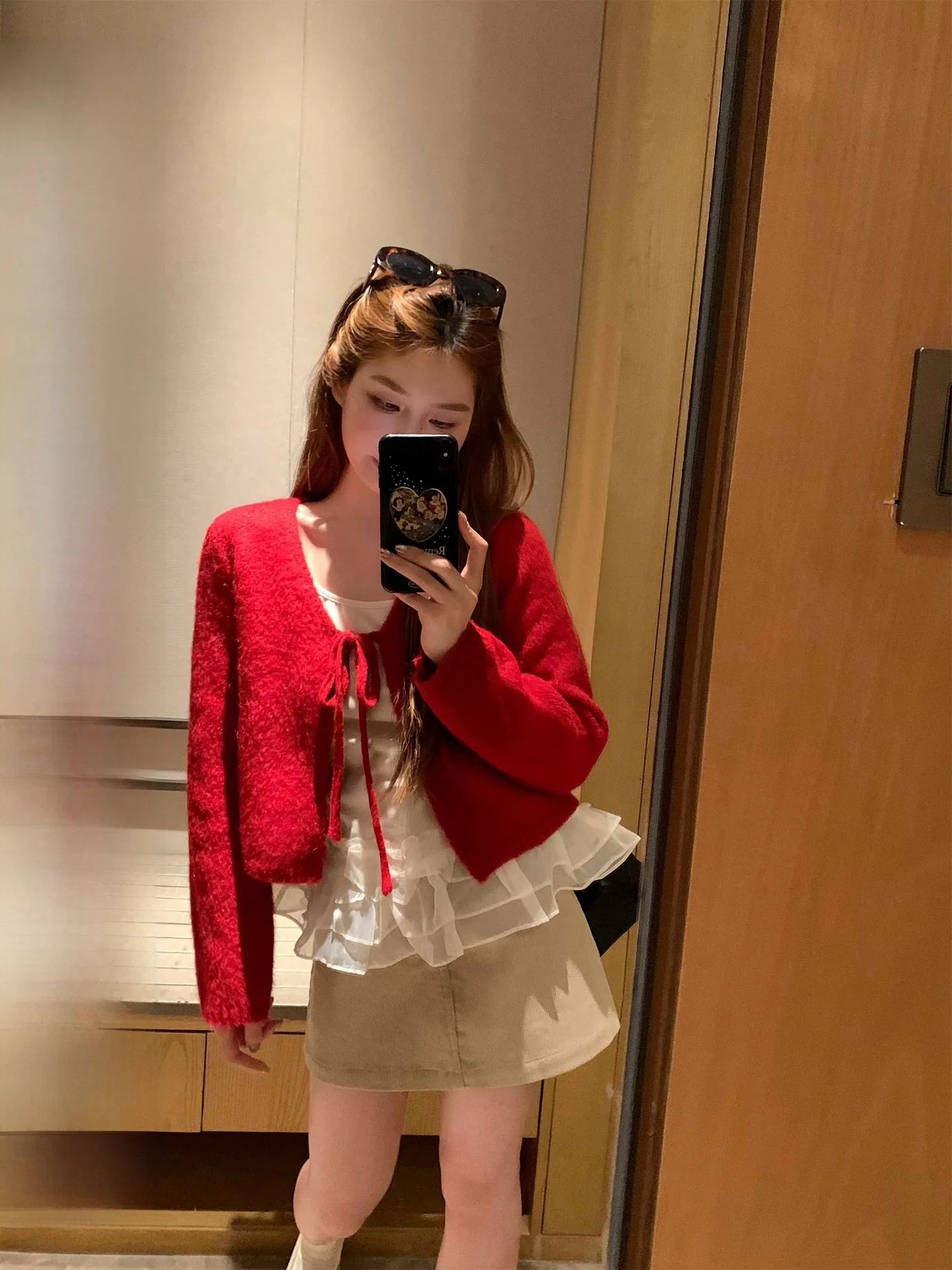 

Slimming V-Ne Knitted Cardigan Women's Strapl Hem Ruffle Svel Top Loose Fit ort Length Long Sve Cardigan