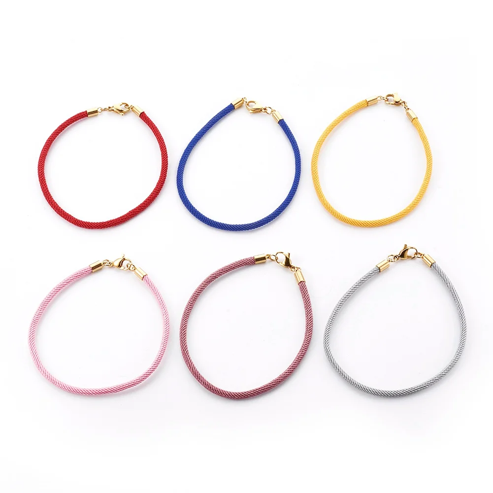 

10Pcs Braided Twisted Cotton Cord Bracelet with 304 Stainless Steel Lobster Clasps for Bracelet DIY Jewelry Making Accessories