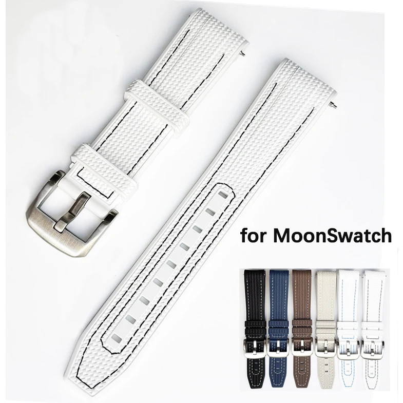 Silikon-Uhrenarmband, 20 mm, für Omega x Swatch, Moonswatch, Schnellverschluss, gebogenes Ende, Sport, wasserdicht, für Herren und Damen, Ersatz-Armband