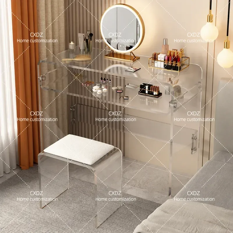 Acrylic transparent cosmetic table, bedroom dresser, modern simple office computer table, Nordic small apartment desk