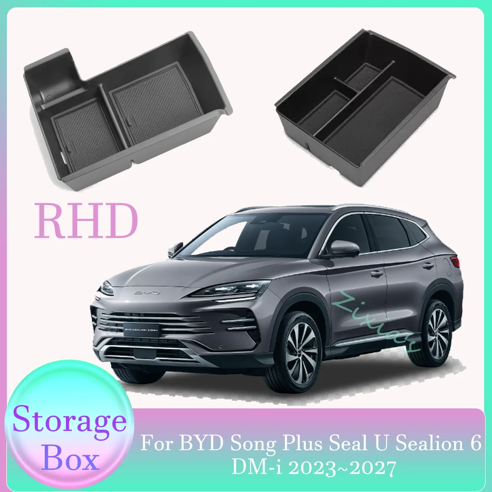 For BYD Song Plus Seal U Sealion 6 DM-i 2023~2027 2024 2025 2026 Car Armrest Storage Box Organizing Decor Interior Accessories