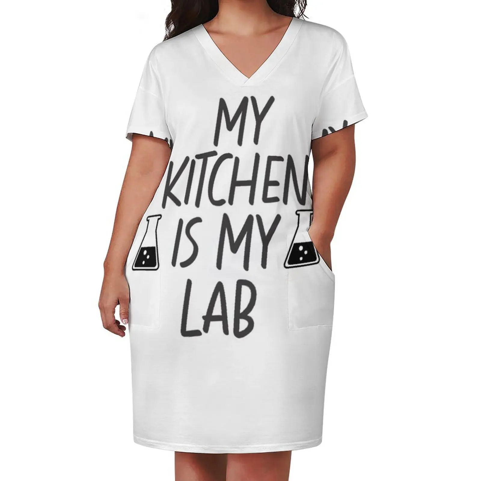 my kitchen is my lab Loose Pocket Dress clothes for woman Beachwear