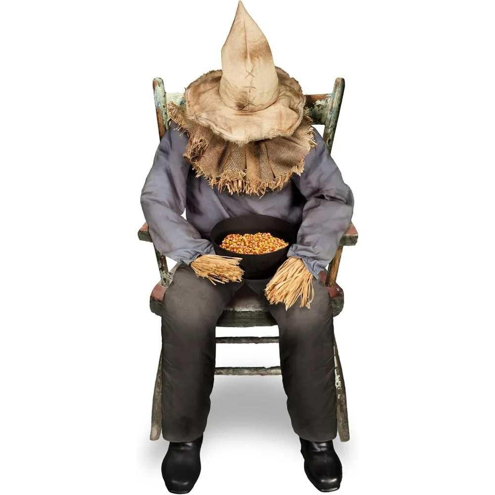 

Spirit Halloween Sitting Scarecrow, Halloween Scary Decoration, Motion and Sound Activated Outdoor Holiday Decorations