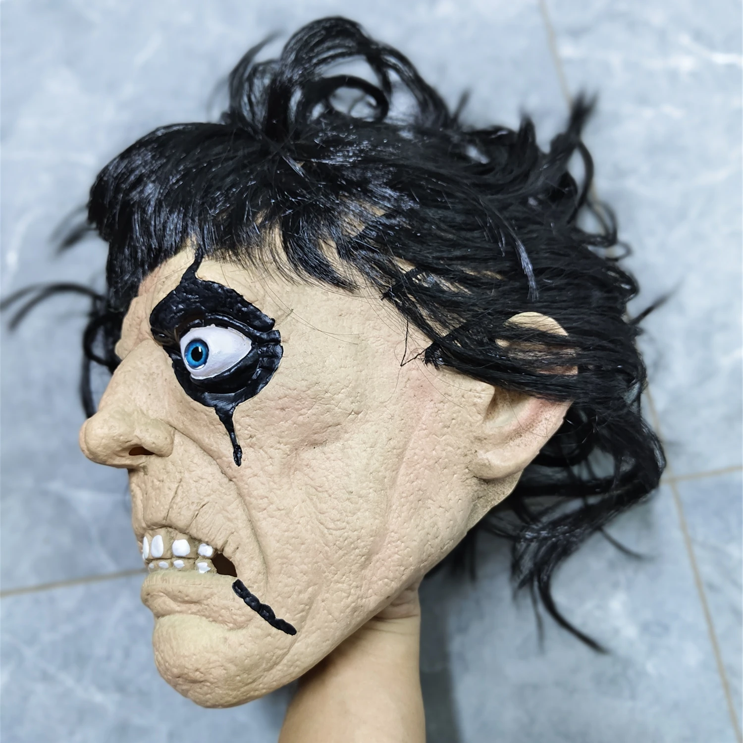 Rock Star Alice Cooper Face Mask Celebrity Full Head Halloween with hair Cosplay Masquerade Costume Party for adult