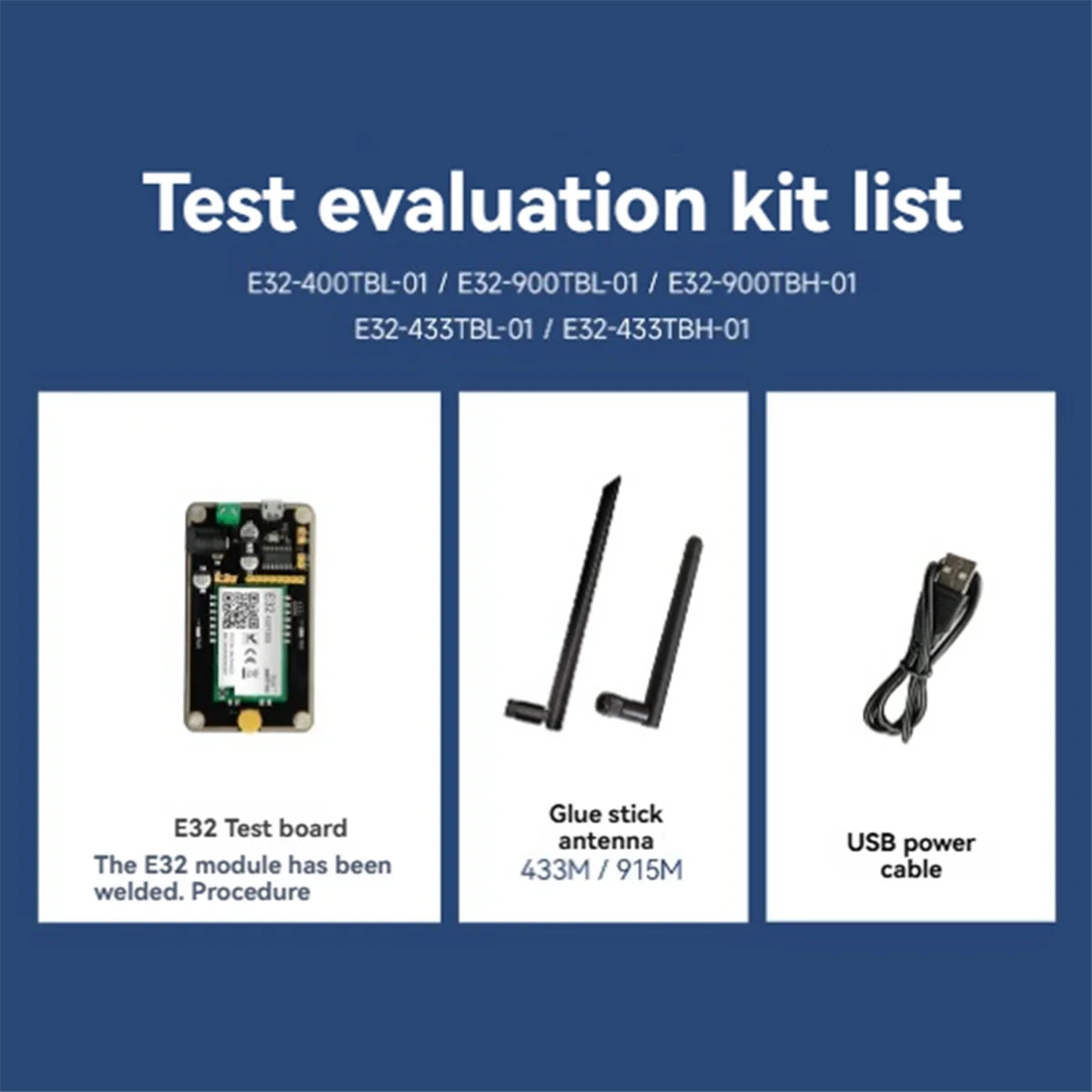 A20M 433MHz 3.0dBi LoRa IOT Transmitter Receiver Test Board E32-433TBH-01 with E32-433T30S Module Antenna USB Cable