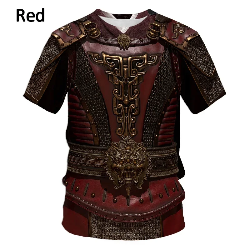 New Medieval Armor 3D Print T Shirt Men\'s Casual Funny Round Neck Short-sleeved T-shirt