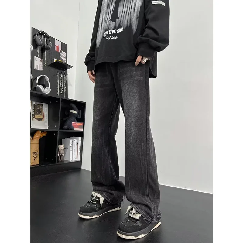 

American High Street Men's Jeans 2024 New Style Spring Autumn Loose Straight Leg Trendy Brand Cool Street Style Vintage Cuffe...
