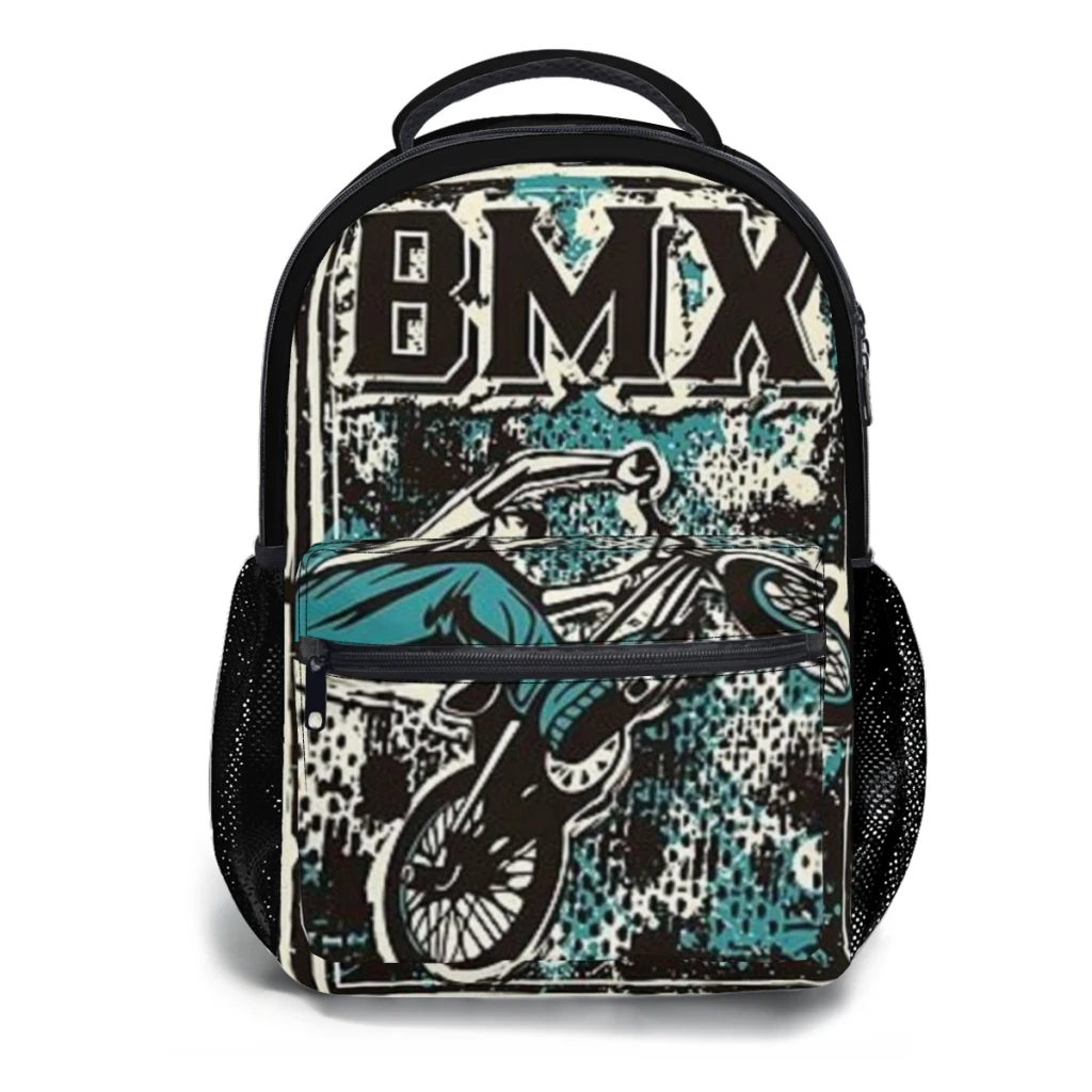 Mochila Retro Bmx Apparel para niños, de estilo libre mochila escolar, bicicleta Bmx Grunge, gran capacidad, 17 pulgadas