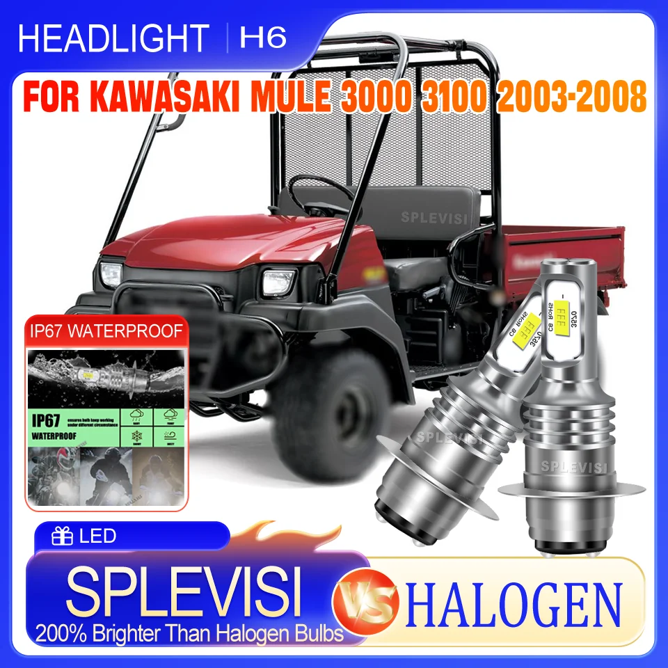 1-Year Hassle-Free Warranty LED H6 6000K white motorcycle Headlight For Kawasaki Mule 3000 3100 2003 2004 2005 2006 2007 2008