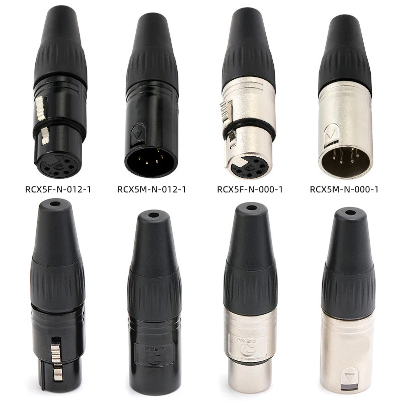 Gold-Plated 5-Pin XLR Male & Female Connector YS1365N-BG Cannon Plug 5-Core XLR Female Audio Microphone Adapter