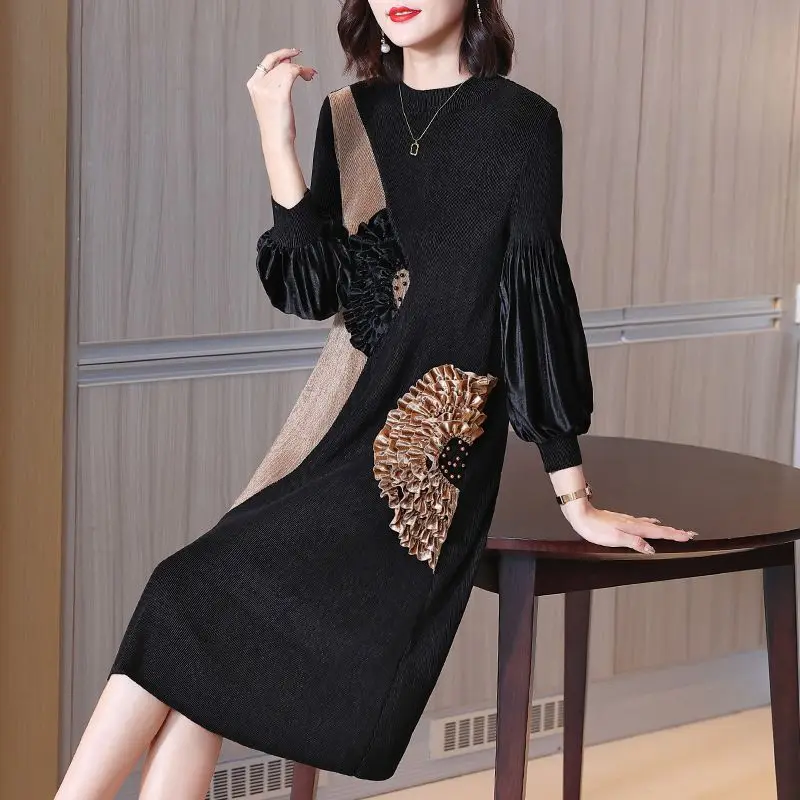 2024 New Fashion Spring Korea Dresses Women Oversize Autumn Lantern Long Sleeve Fashion Mini Sweater Vestidos for Women V338