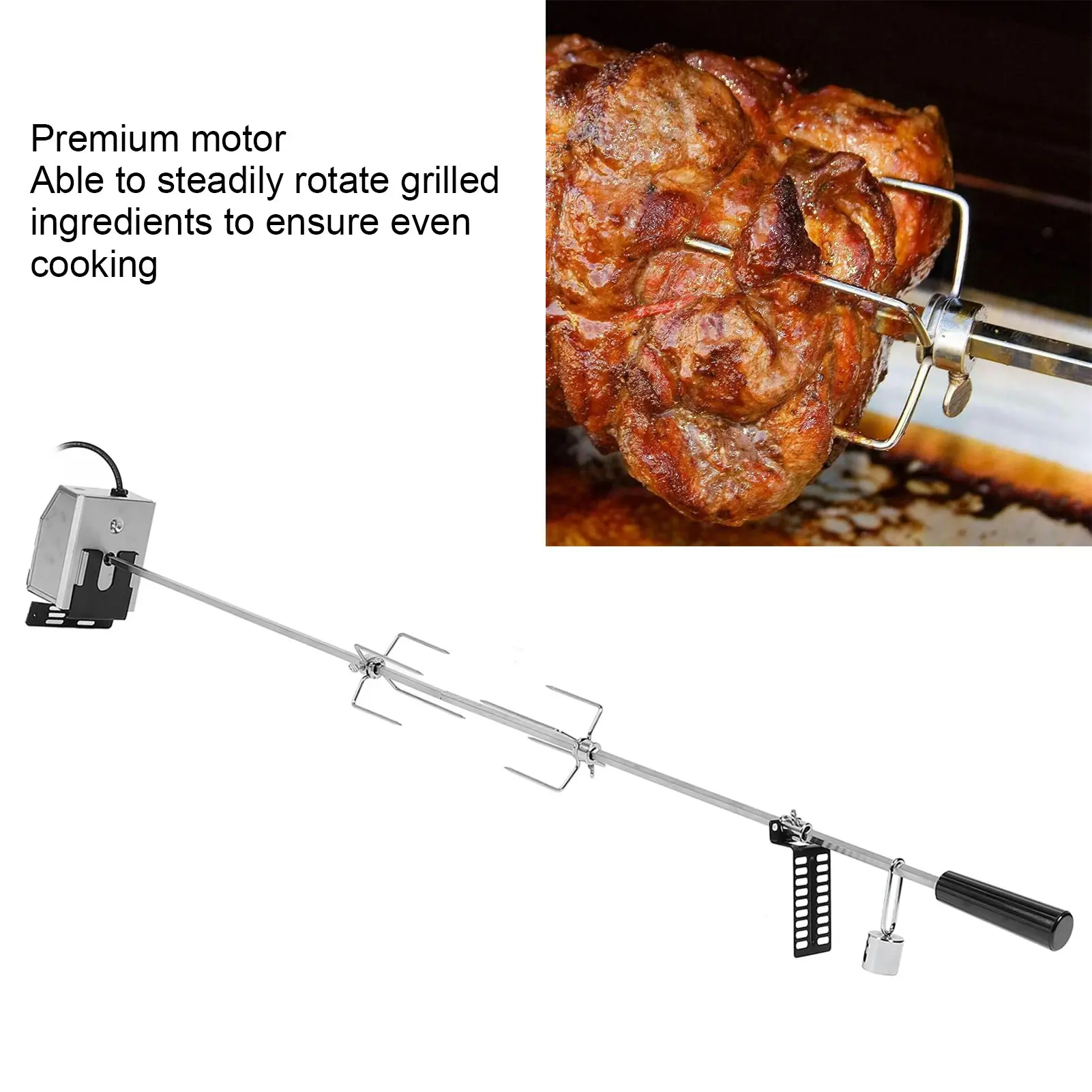 Electric Grill Kit Multifunctional Universal Grill Rotisserie Kit 52.4 Inch 304 Stainless Steel 33lb Load Capacity for Camping