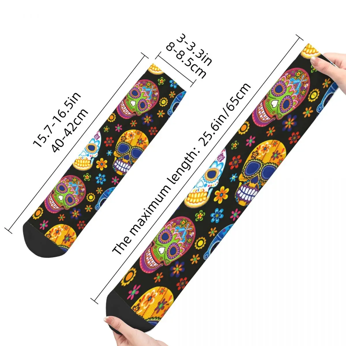 Day Of The Dead Sugar Skulls Skull Style Unisex Winter Socks Windproof Happy Socks street style Crazy Sock