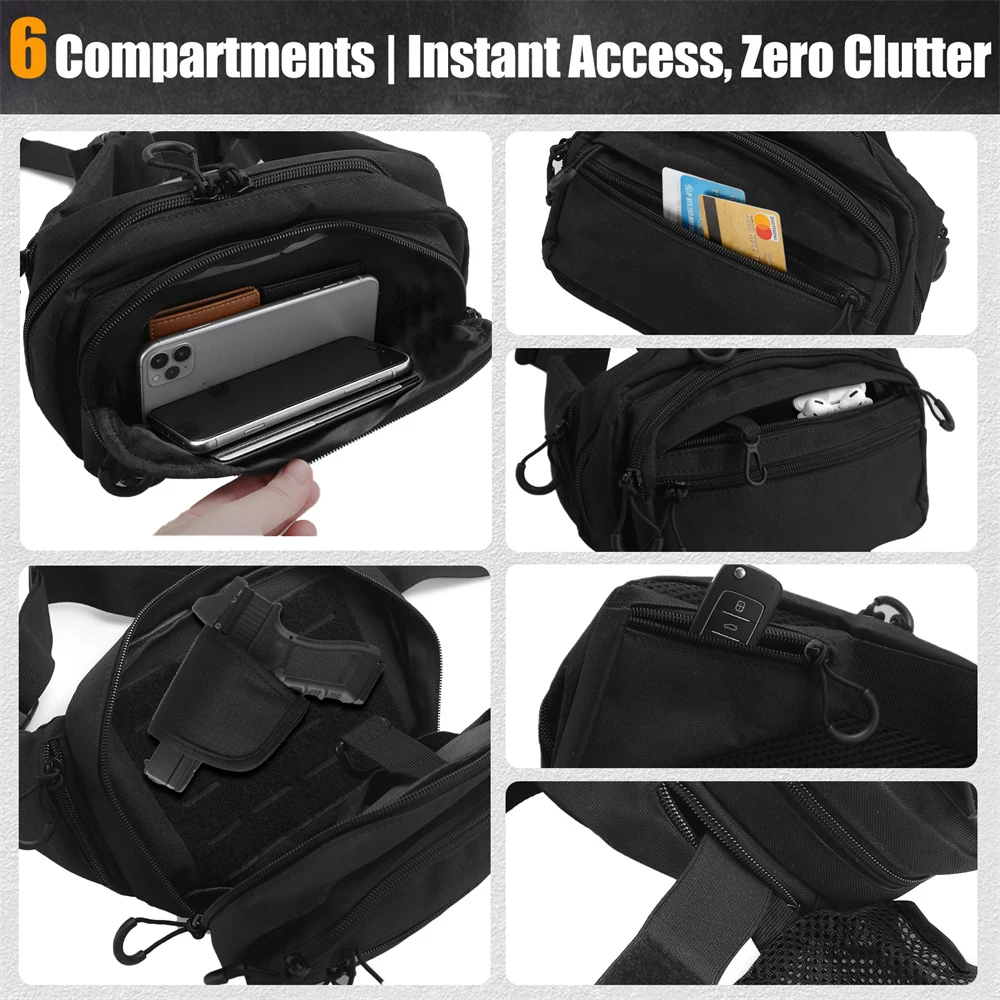 Tactical Pistol Gun Bag Concealed Carry Gun Storage Bag Adjustable Waist Bag with Water Bottle Holder EDC Fanny Pack Chest Bag