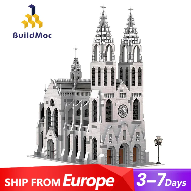 4165PCS MOC Gothic Cathedral Building Blocks Medieval Street View Architecture Model Bricks Creative Toys Gift for Gift for Kids