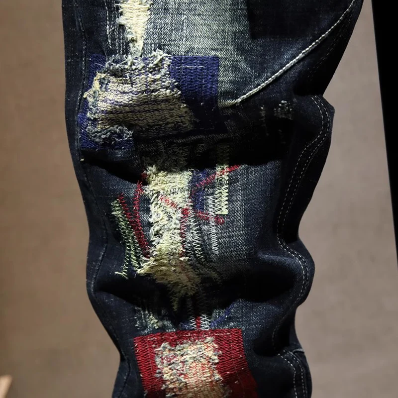 Italian Fashion New Jeans Y2kScratch Washed Nostalgic Stretch Slimming Retro Blue Jeans Designer Pants Hombre