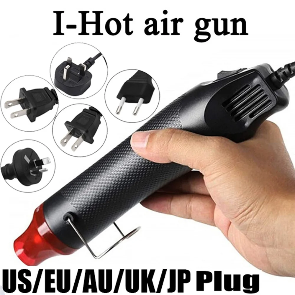 300W Electrical Mini Heat Gun Handheld Hot Air Gun with 127/800PCS Heat Shrink Butt for DIY Craft Embossing Shrink Wrapping PVC