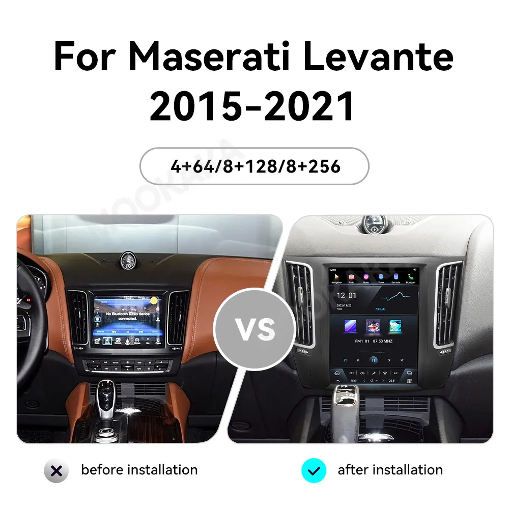 Car Multimedia Player Navigation Tesla For Maserati Levante 2015-2021 Qualcomm Android 13 Auto CarPlay WIFI DSP 4G GPS Bluetooth