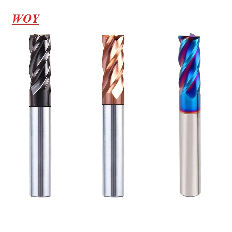 

WOY HRC50 55 65 Carbide 4 Flutes End mill Milling Cutter Alloy Coating Tungsten Steel Endmills Cutting tool CNC Machining