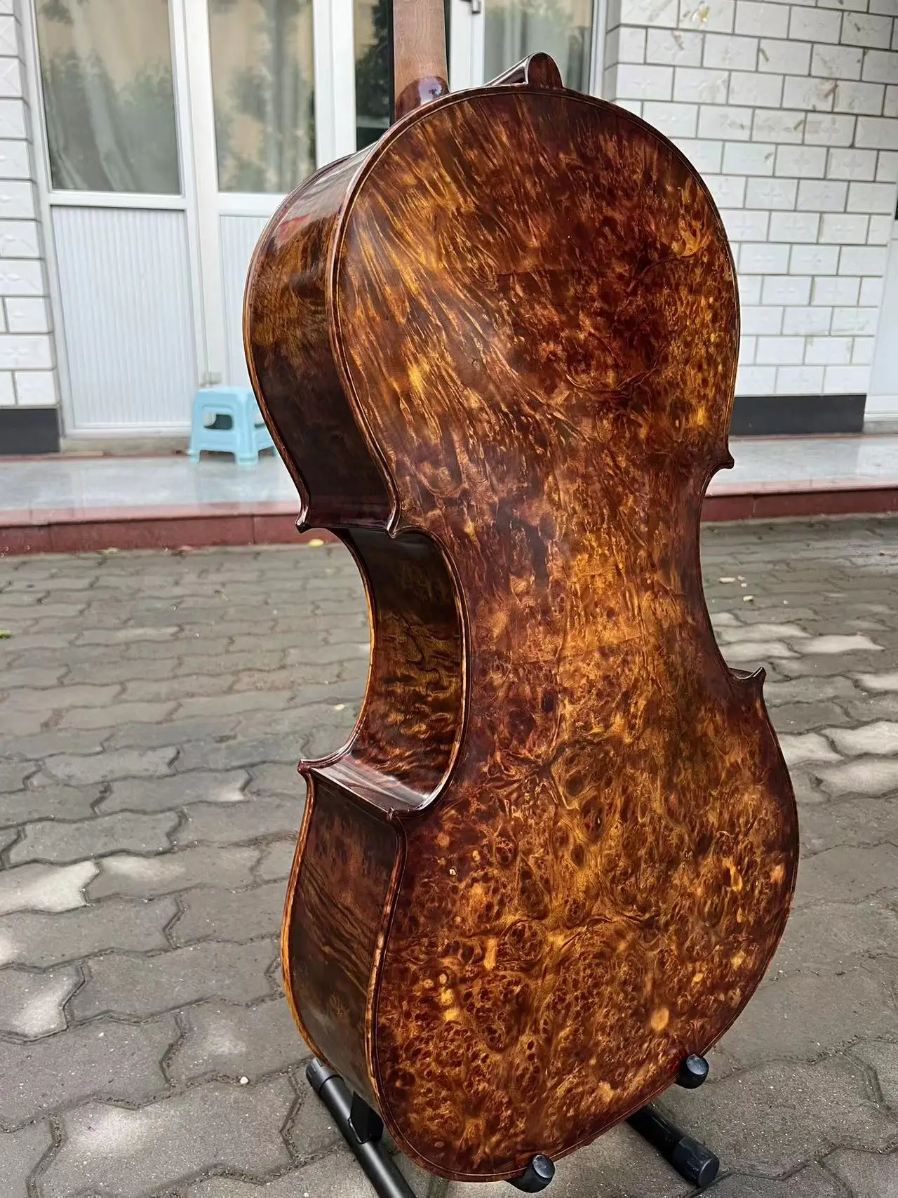 Rare Professional song Cello 4/4 Solid Bird eye maple back old spruce top#15715