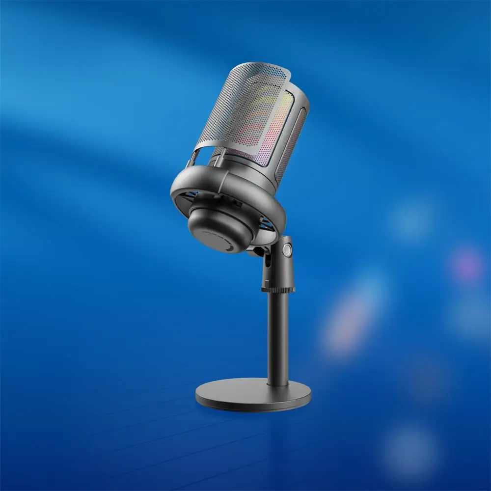 Microphone de jeu sans fil ME6S RGB, conférences vidéo, chant en direct, enregistrement, maximum 110 dB, fabriqué en métal ABS