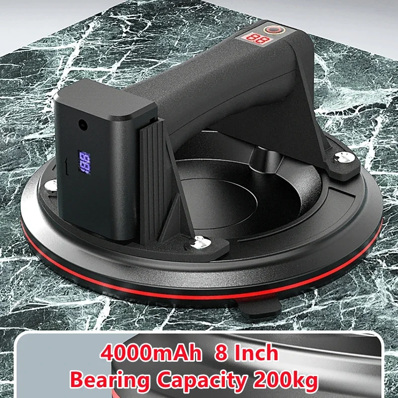 NEW 4800mAh Electric Vacuum Suction Cup for Glass Tile Strong 200kg Bearing Capacity 8 Inch Industrial Sucker with Air Pump