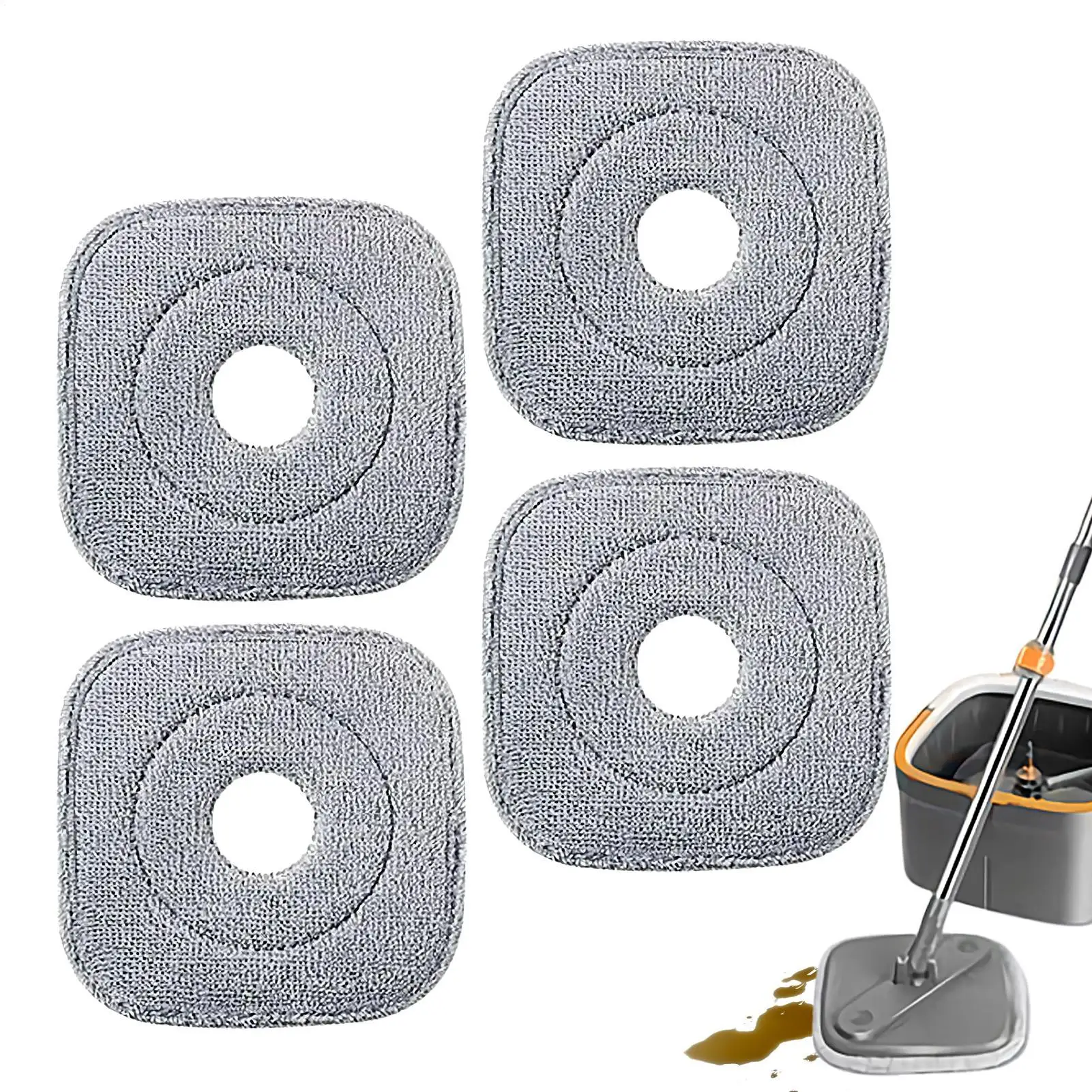 Cabeça de Mop de Microfibra, 4 Peças de Refil de Microfibra, Escova Quadrada para Limpeza Profunda a Seco e Úmido, Cuidado com Pisos de Madeira, Cozinha