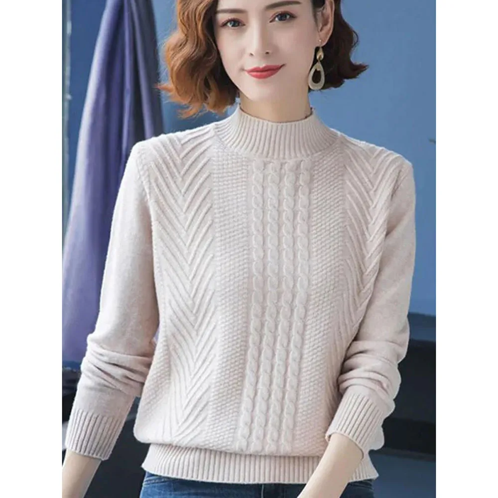 2024 NEW Spring Autumn Women Pullovers Sweater Women Loose Thick Cashmere Wool Knitted Sweater Mother Jumper Knitting Tops