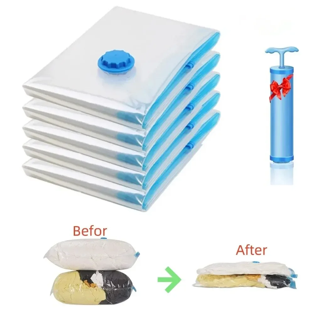 

1PC Transparent Border Vacuum Bag For Clothes Storage Bag Home Organizer Compressed Seal Travel Saving Bag