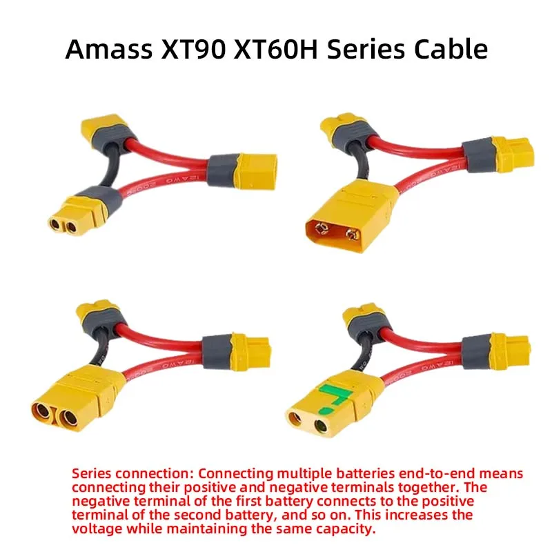 1PCS Amass XT90 XT60 Series Connection Cable Lithium Battery RC Model Drone ESC Boost Cable Connector 10CM 12AWG