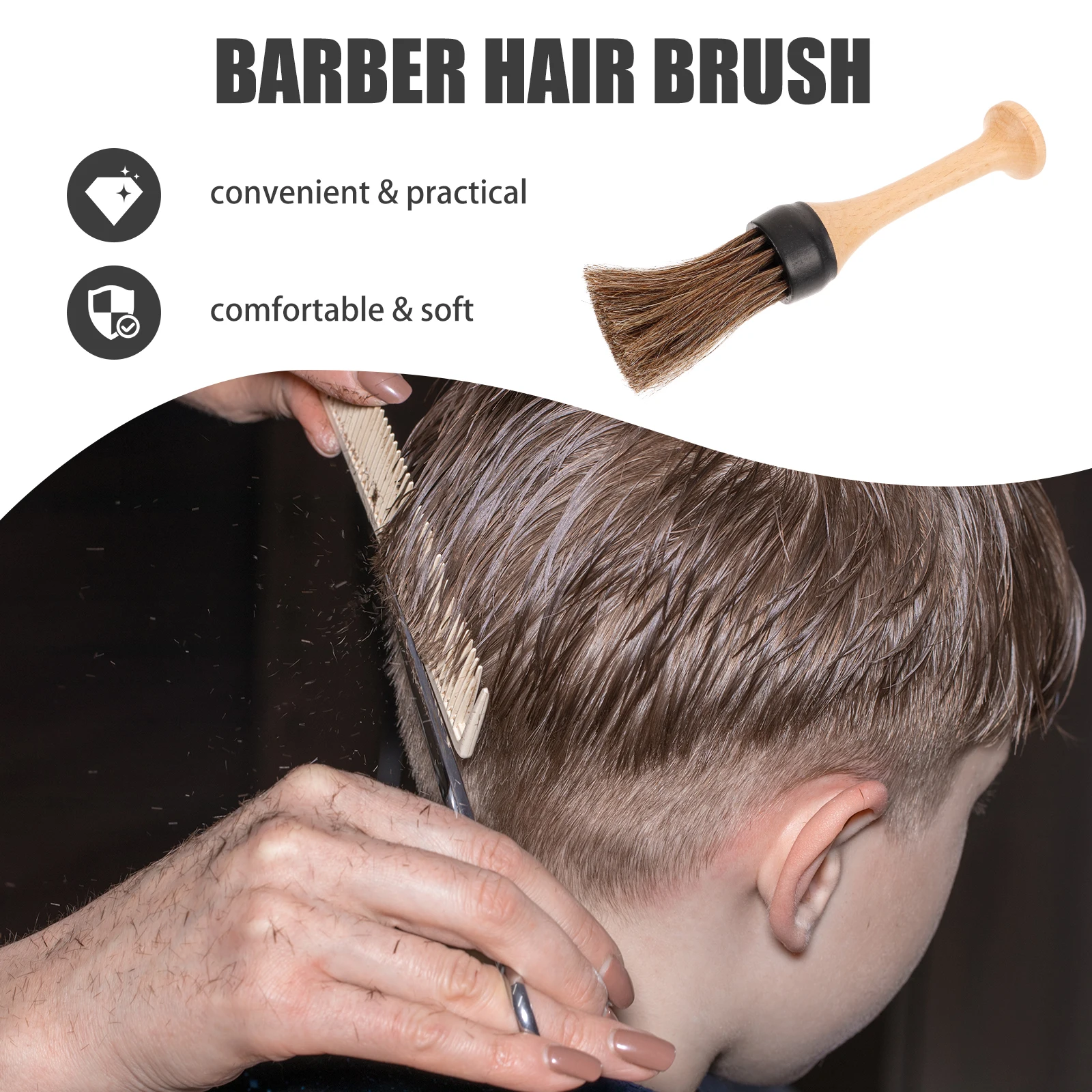 

Wood Handle Barber Neck Duster Soft Bristles Hair Salon Shaving Brush Multi-Functional Portable Must-Have Barber Accessories
