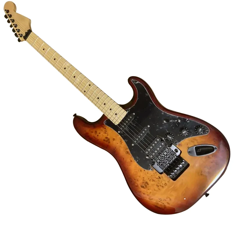 Stratocaste r 22 Frets Maple Fingerboard black Tremolo Floyd Rose custom body Guitar