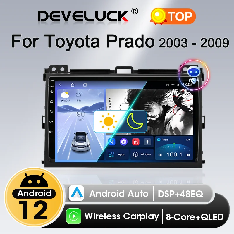 

2 Din Android Car Radio Carplay for Toyota Land Cruiser Prado 120 LC120 2003 2004 2005 2006 2007 2008 2009 Multimedia Head Unit