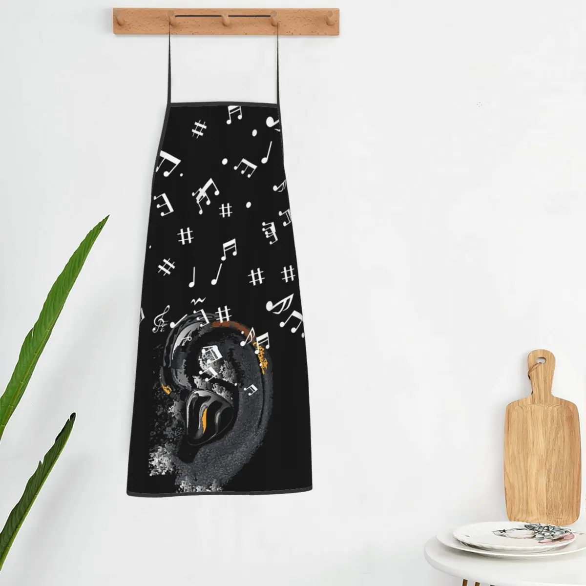 Music Musical Notes Pattern Aprons Chef Cooking Baking Tablier Bib Kitchen Cleaning Pinafore for Women Men Painting