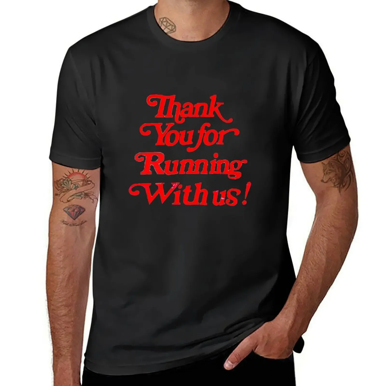 Thank You for Running With Us! T-Shirt street wear blue archive mens t shirts casual stylish