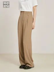 ZIQIAO Commuter All-match High Waist Straight Mopping Pants for Women 2023 Spring New Thin Casual Solid Floor Pants for Female