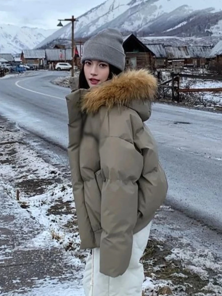 

2025 винтажные парки из искусственного меха с капюшоном и длинными рукавами, женские повседневные однотонные винтажные толстовки, эстетические куртки, зимние топы