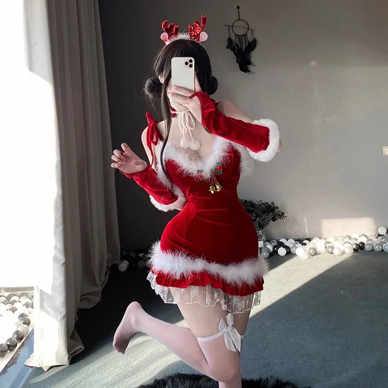 

Взрослые женщины Рождество Санта-Клаус Рождество красное платье новогодние костюмы для косплея наряд для ролевых игр