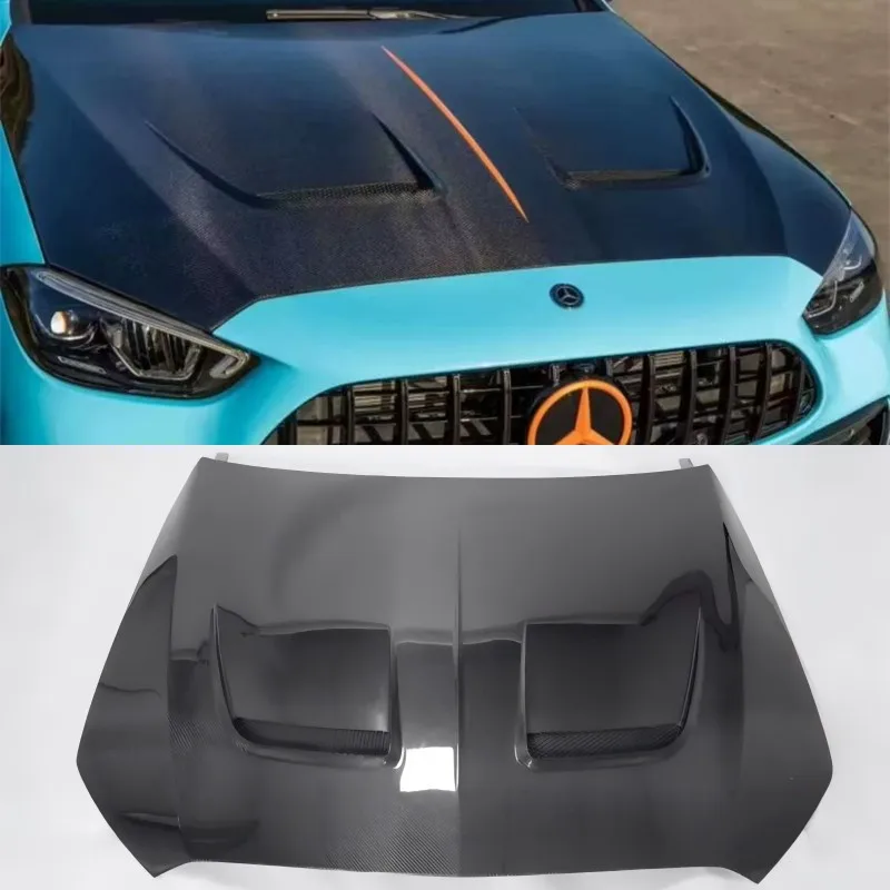 

For Benz C Class W206 C43 C200 C260 Real Carbon Fiber Hood Engine Cover Hood Car Headliner Hood Cover Upgrade Auto Parts Kit