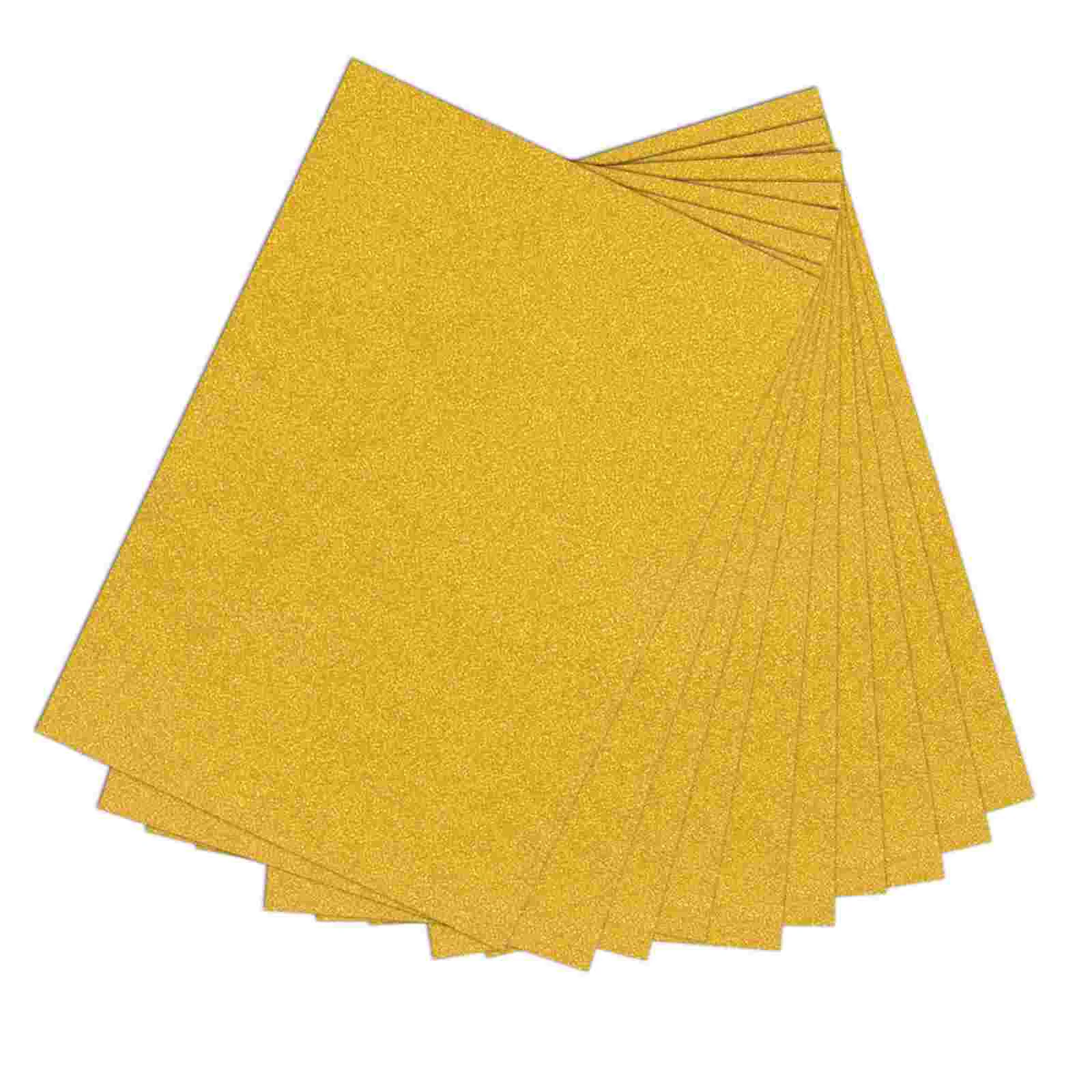 10pcs A4 Sheets Glitter Cardstock Making Diy Material Sparkling Craftwork Scrapbooking (Gold)