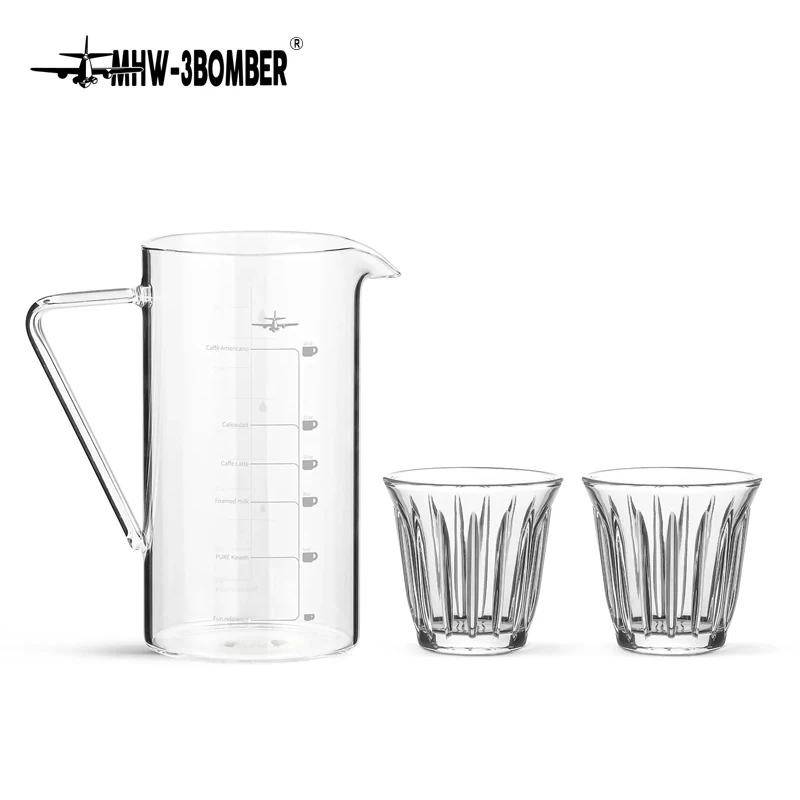 

MHW-3BOMBER 360/500ml Glass Measuring Cup Coffee Server High Borosilicate Glass Espresso Measuring Cups with Handle Barista Tool