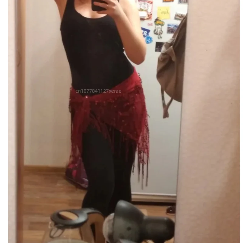 Новый интернет-знаменитый шарф для джазовых танцев, поясная цепочка для уличных танцев, аксессуар с блестками, треугольный шарф, универсальный пояс с кисточками