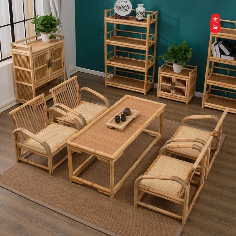 Modern Rattan Bamboo Chair Japanese Style Tatami Zaisu Living Room Furniture Bamboo Legless Floor Chair Rattan Hand Crafted