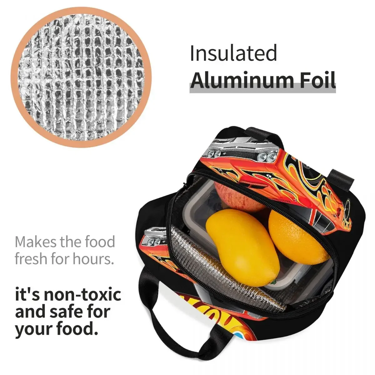 Пользовательские Hot Wheels для фанатов, термоизолированная сумка для обеда, мультяшный спортивный автомобиль, портативный контейнер для обеда, дорожная многофункциональная коробка для еды